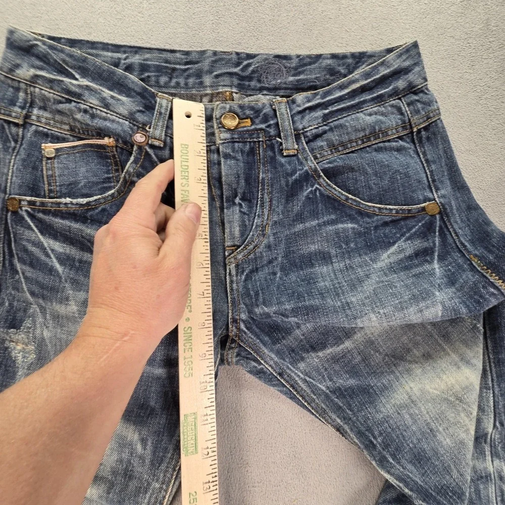 Selvedge Jeans Womens Blue Medium Wash Slim Whiskers Honeycomb Fits‎ 29x26